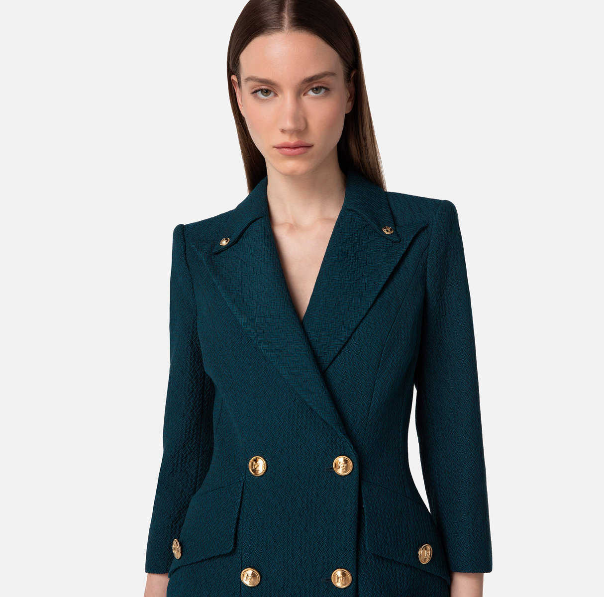 Coat dress with lapel and logo buttons - Image 3